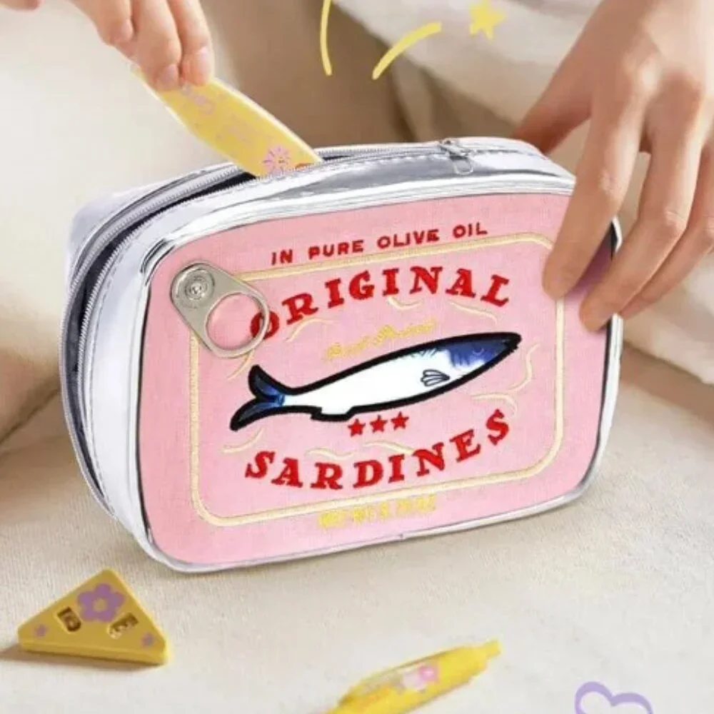 Viral‎ Pink “Can of Sardines” Cosmetic Bag BRAND-NEW & SO CUTE!